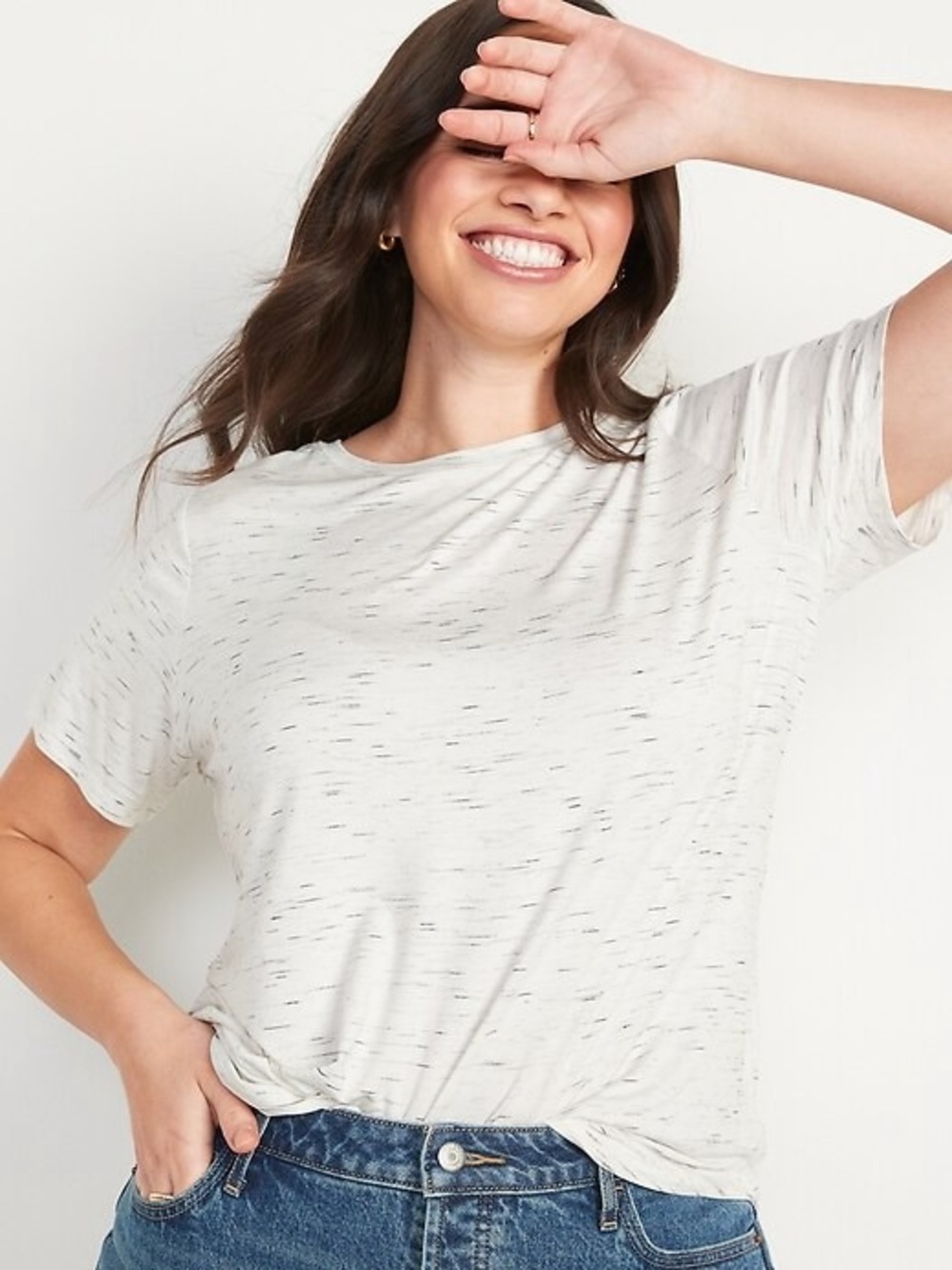 Old Navy Luxe Tshirt grey flowy soft tee women’s medium heathered gray